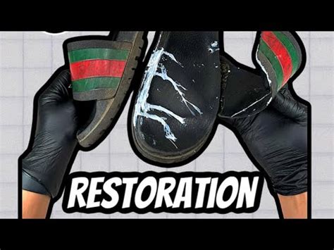 how to clean gucci leather slides|restore Gucci slides scratches.